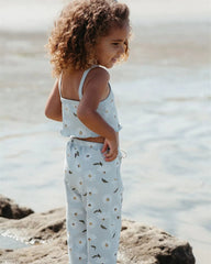 Two-Piece Blue Floral Outfit Set
