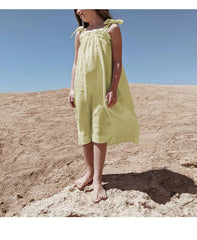 Linen Dress with Tied Sleeves