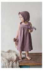 Girls Dress and Bonnet Hat Set