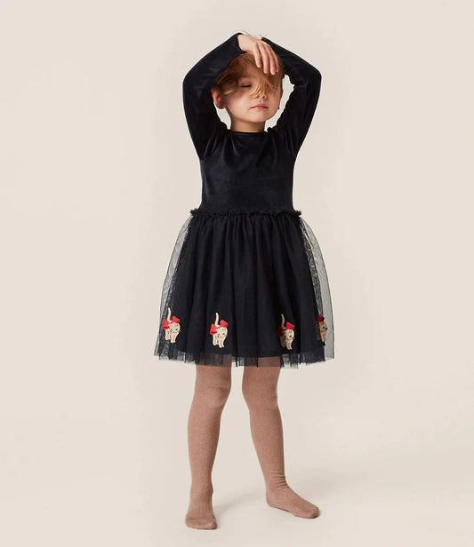 Black Tulle Skirt with Cute Cat Design Along the Base