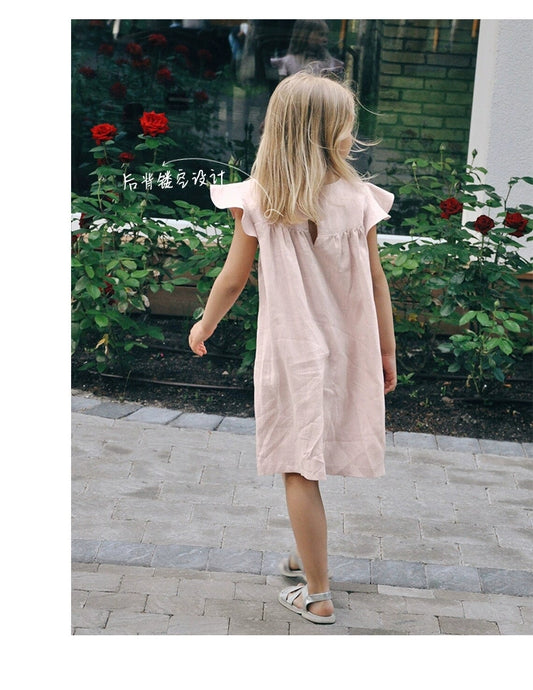 Flutter-Sleeve Summer Linen Dress