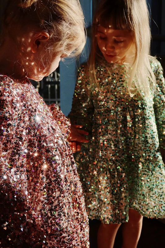 Long-Sleeved Sequin Girls Dress