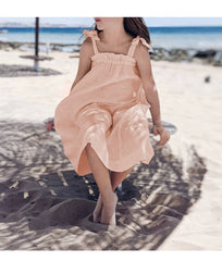 Linen Dress with Tied Sleeves