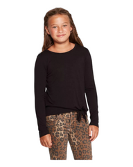 Black Long-Sleeved Ties Top
