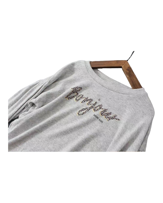 Long-Sleeved Grey Bonjour Top