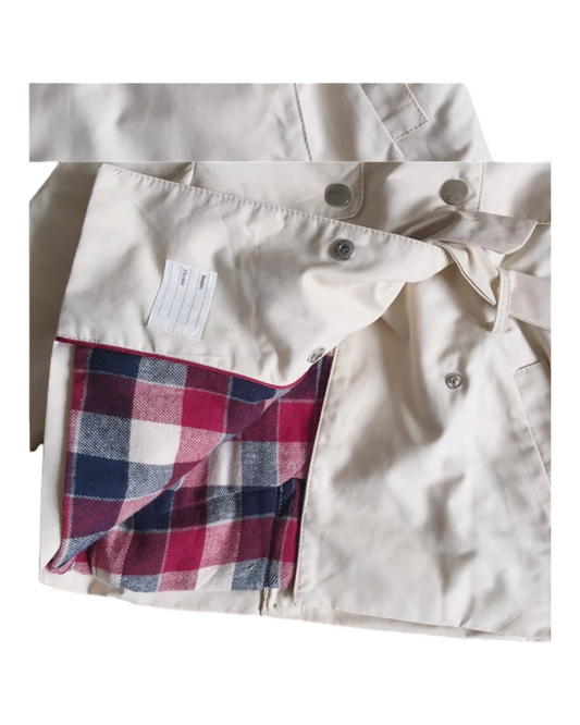 White Trench Coat with Plaid Inside