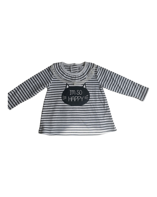 Stripy Long-Sleeve Graphic Top