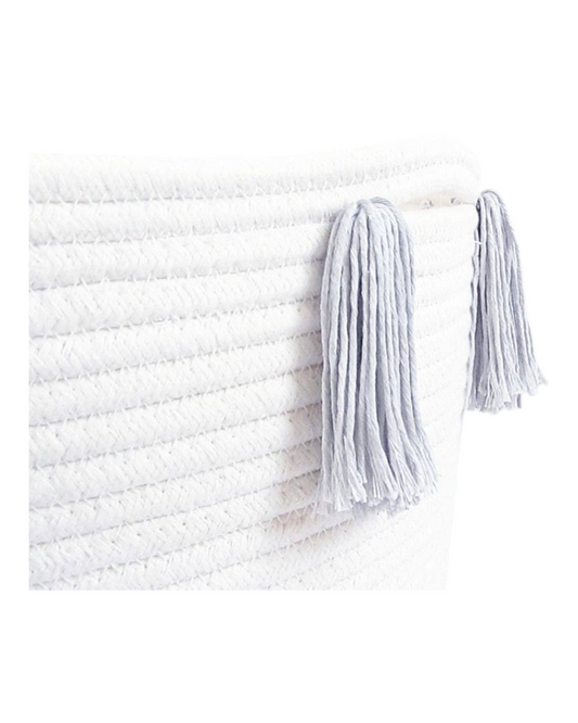 Boîte de rangement torsadée à pompons