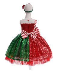 Red and Green Glittery Christmas Dress