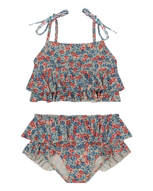 Two-Piece Girls Swimsuit with Ruffles