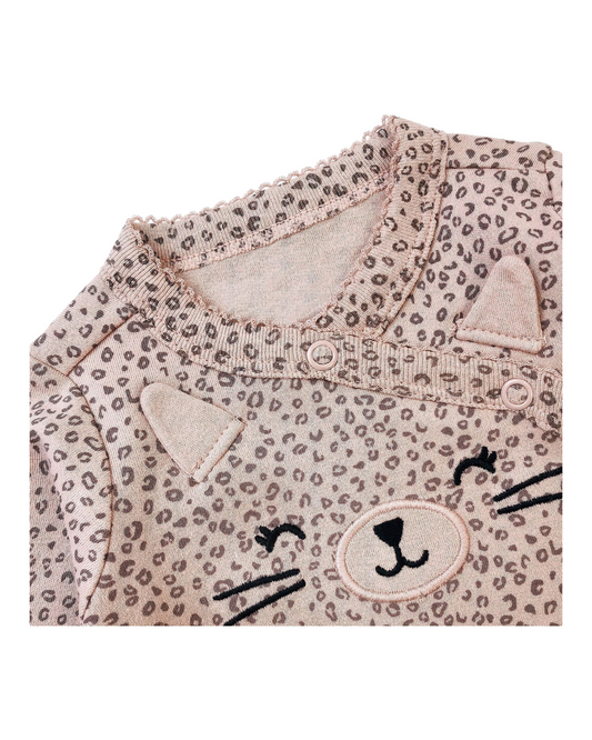 Baby's Leopard Print Long-Sleeved Cat Onesie