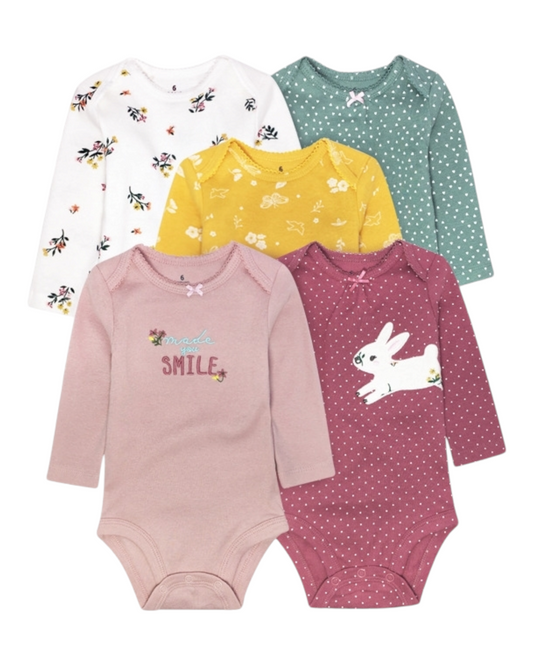 Set of 5 Baby Onesies in Different Colours