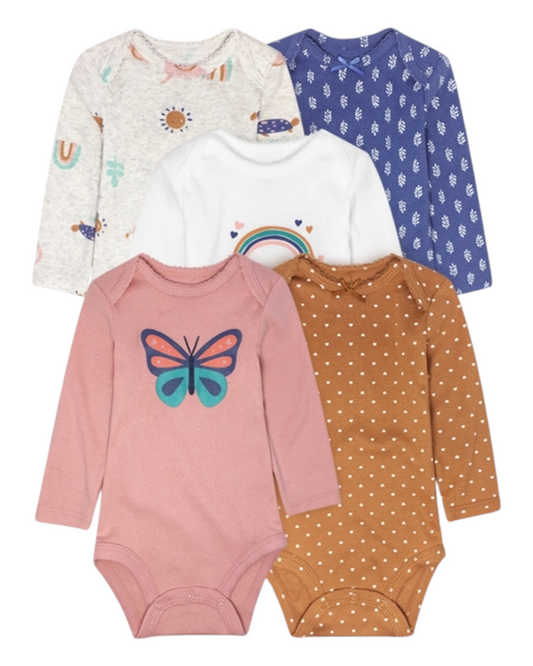 Set of 5 Baby Onesies in Different Colours