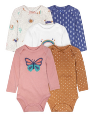 Set of 5 Baby Onesies in Different Colours