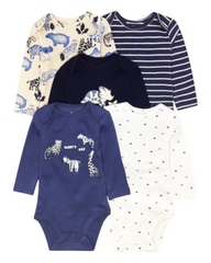 Set of 5 Baby Onesies in Different Colours