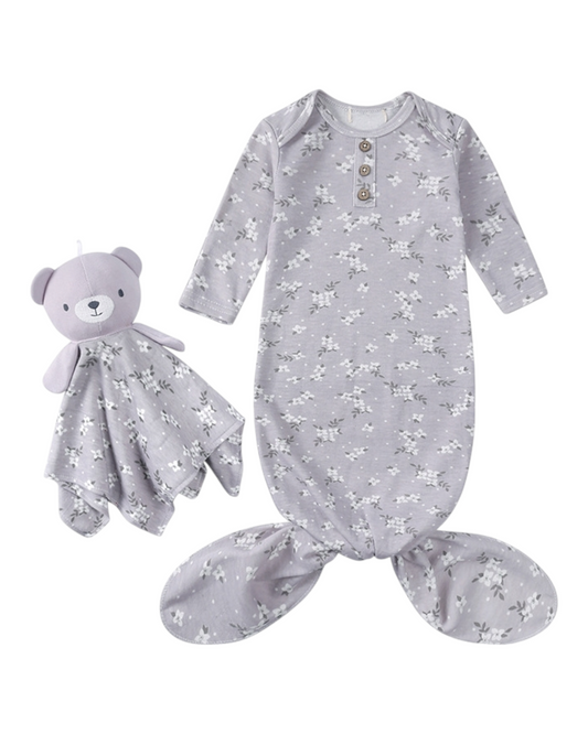 Patterned Baby Sleep Sack and Matching Soft Toy Set