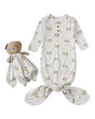 Ensemble gigoteuse à motifs et peluche assortie pour bébé