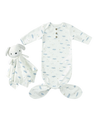 Ensemble gigoteuse à motifs et peluche assortie pour bébé