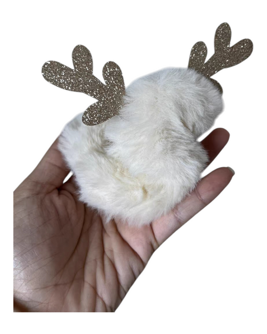 Fluffy Christmas Reindeer Hair Scrunchies