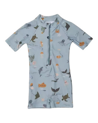 Patterned One-Piece Toddlers Swimsuit with Zipper