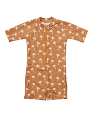 Patterned One-Piece Toddlers Swimsuit with Zipper