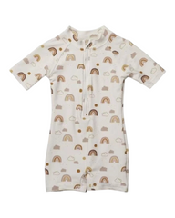 Patterned One-Piece Toddlers Swimsuit with Zipper