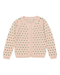 Pink Cardigan with Green Dots