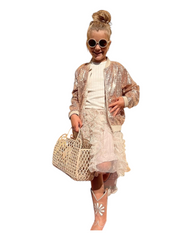 Girls Pink Tulle Ruffled Skirt