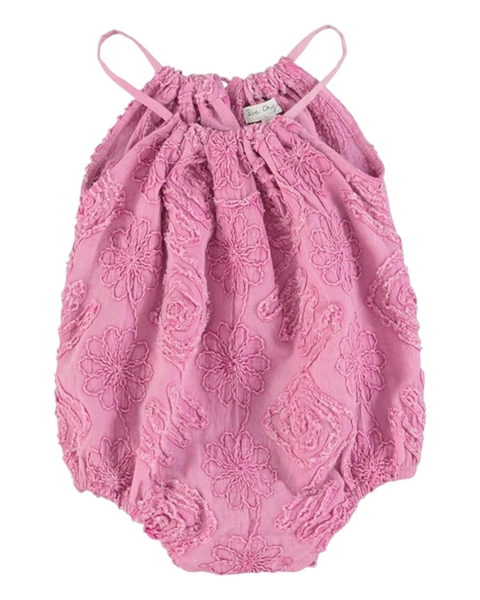 Pink Floral Embroidered Baby Romper