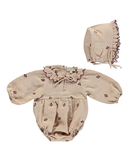 Baby Outfit Set with Red Flower Pattern