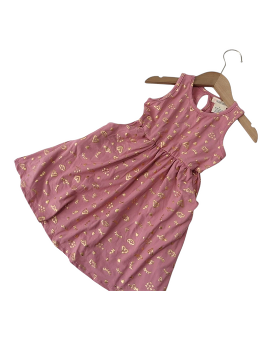 Sleeveless Pink Dress with Gold Patterns