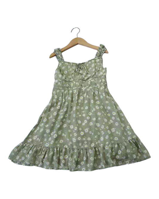 Sleeveless Green Floral Dress