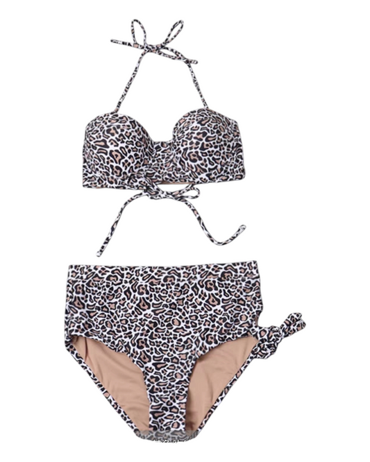 Leopard Print Bikini with Single Strap