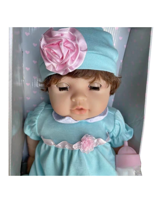Baby doll in Blue outfit with matching hat