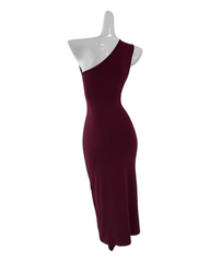 One-shoulder Red Dress with Tie in Front