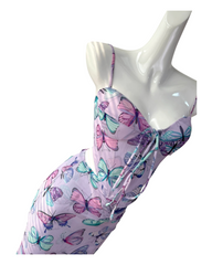 Ensemble haut corset et jupe papillon violet en deux pièces