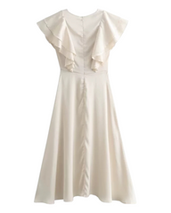 Pearly white sleeveless ruffled dress