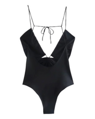 Maillot de bain une pièce noir à décolleté plongeant