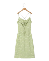 Green Summer Dress with Flower Pattern