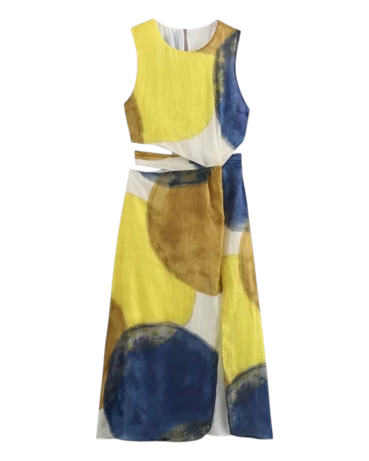 Abstract Canvas Sleeveless Dress