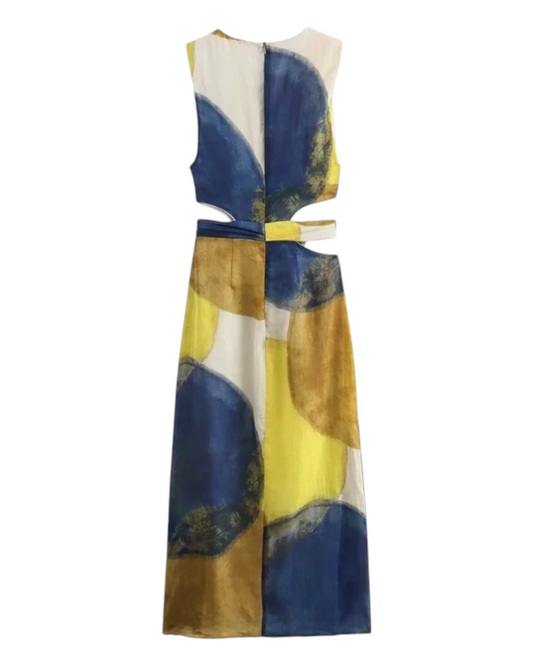 Abstract Canvas Sleeveless Dress