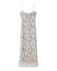 Cream coloured dress adorned with Flowers