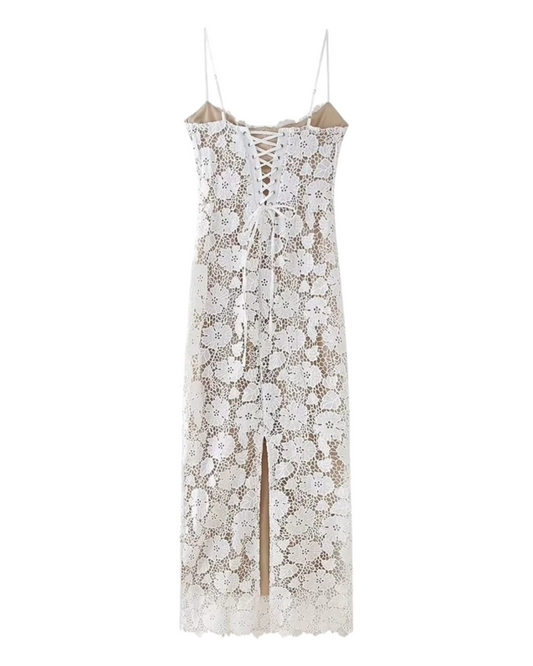 Cream coloured dress adorned with Flowers