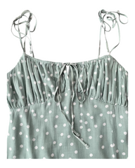 Short Sleeveless Polka Dot Dress with Tied Straps