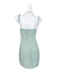 Short Sleeveless Polka Dot Dress with Tied Straps