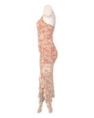 Long Floral Sleeveless Dress with Asymmetrical Skirt