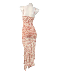 Long Floral Sleeveless Dress with Asymmetrical Skirt