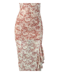 Long Floral Sleeveless Dress with Asymmetrical Skirt