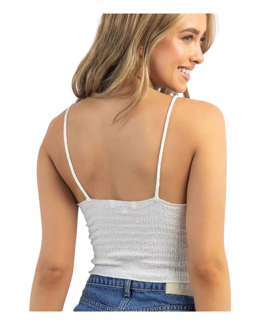 Split-Front Bow-Tie White Singlet Top