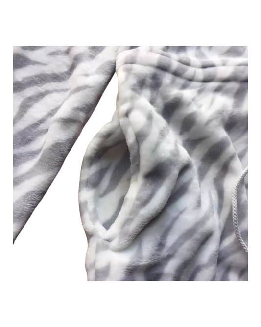 Fleece Zebra Print Jacket with Zipper